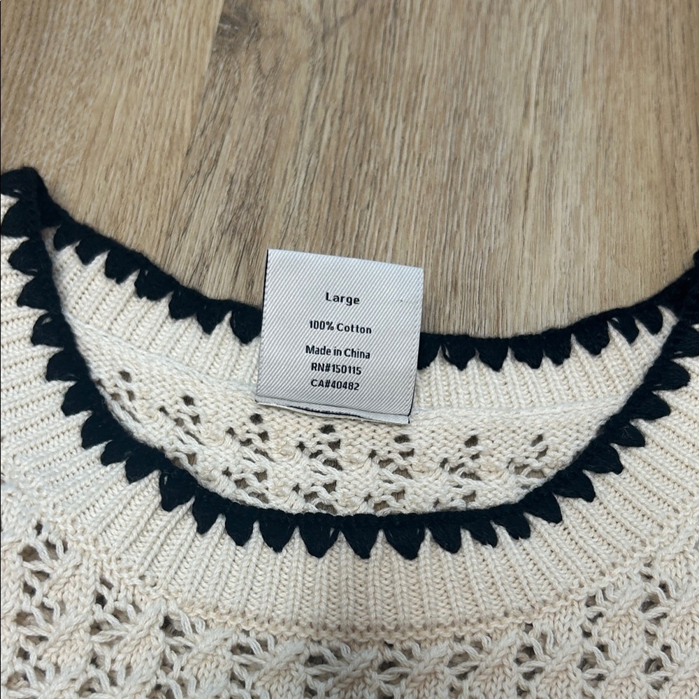 Varley Delaney Cream and Black Open Stitch Sweater Vest - Picture 11 of 12